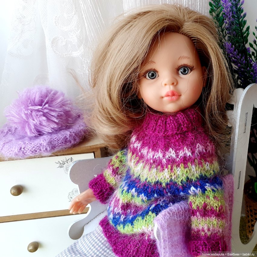Теплый комплект одежды для куклы Paola Reina Паола Рейна Свитер Шапка Шарф Брюки (фото 10)