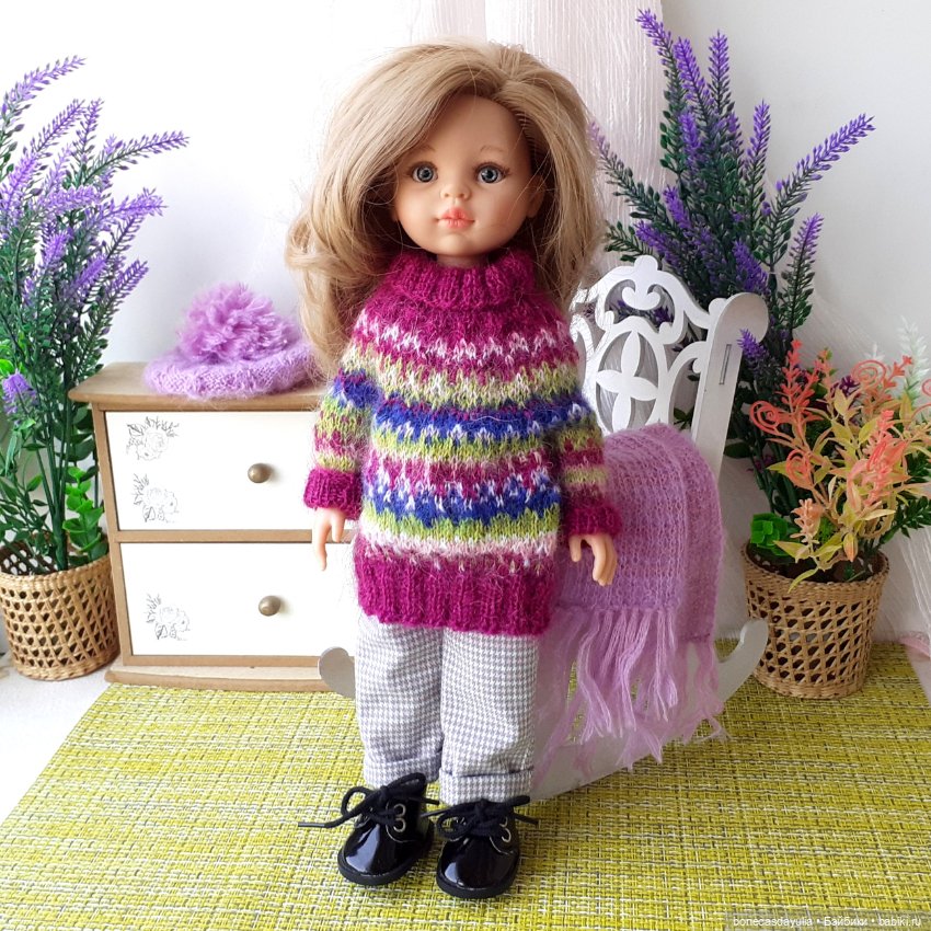 Теплый комплект одежды для куклы Paola Reina Паола Рейна Свитер Шапка Шарф Брюки