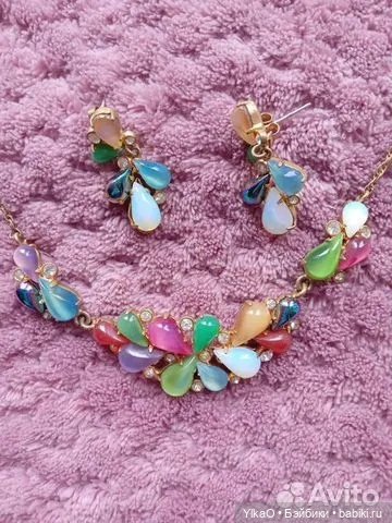 Колье и серьги для винтажных кукол Чехия