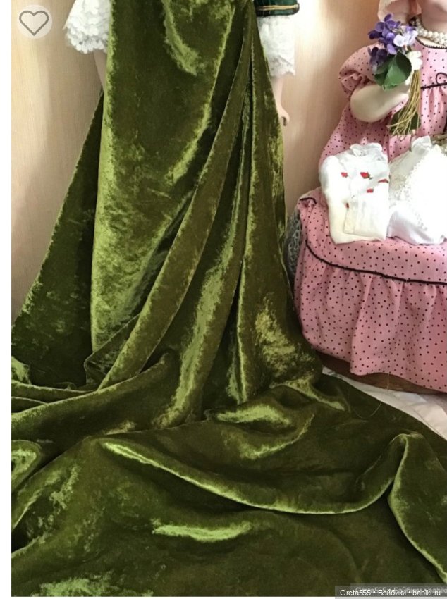 Большой кусок антикварного шелкового бархата , натуральная ткань , оливковый цвет