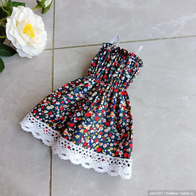 Цветочное платье для кукол 60 см новое (для BJD SD и кукол формата 1/3) темное (фото 6)