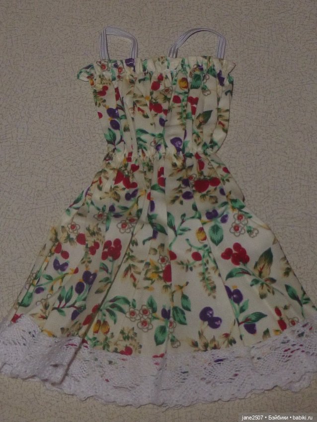 Цветочное платье для кукол 60 см новое (для BJD SD и кукол формата 1/3) светлое (фото 3)