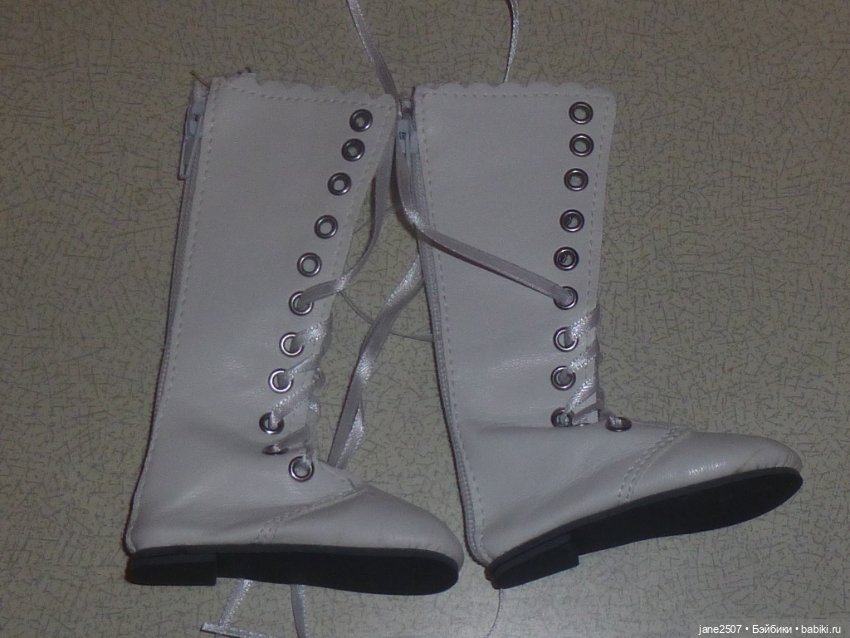 Белые кожаные сапоги для кукол 60 см новые (для BJD SD и кукол формата 1/3)