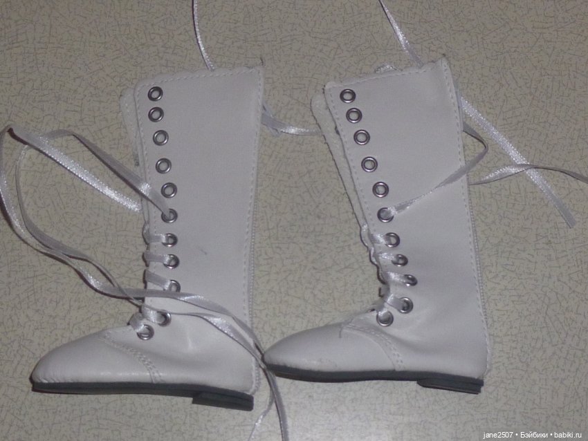 Белые кожаные сапоги для кукол 60 см новые (для BJD SD и кукол формата 1/3) (фото 3)