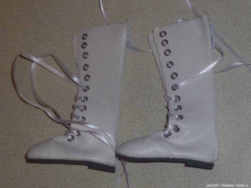 Белые кожаные сапоги для кукол 60 см новые (для BJD SD и кукол формата 1/3) (фото 4)