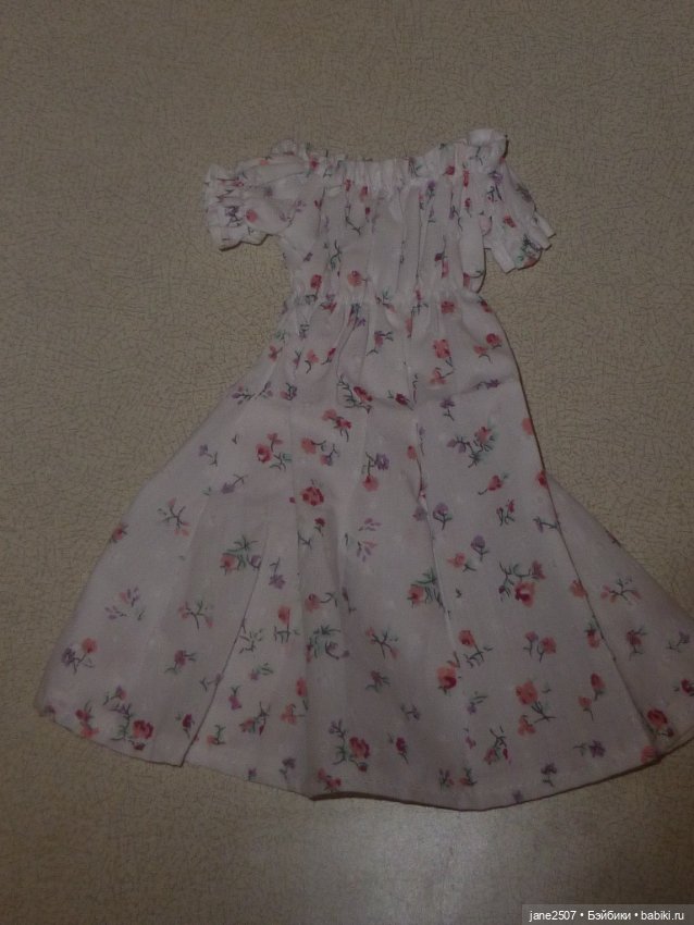 Цветочное платье для кукол 60 см новое (для BJD SD и кукол формата 1/3) белое (фото 3)