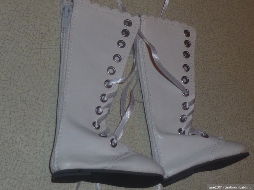 Белые кожаные сапоги для кукол 60 см новые (для BJD SD и кукол формата 1/3) (фото 2)