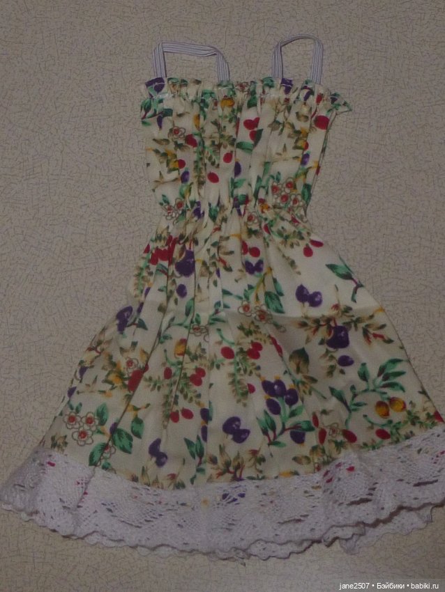 Цветочное платье для кукол 60 см новое (для BJD SD и кукол формата 1/3) светлое (фото 4)