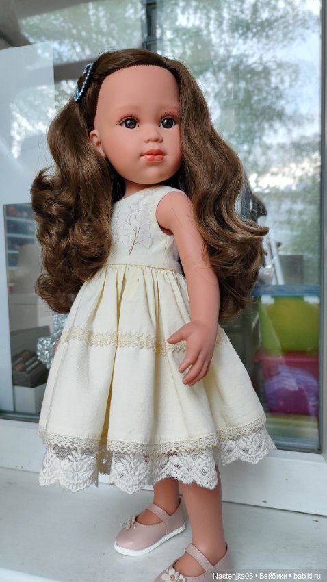 Одежда для Llorens 42 см, платье цвета шампань (фото 3)