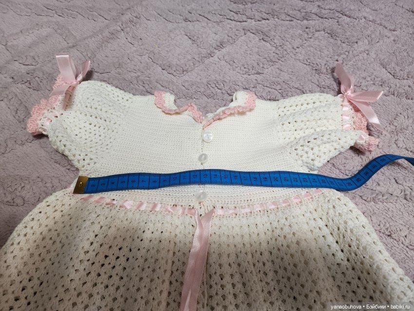 Авторское хлопковое вязанное платье для большой куклы (фото 3)