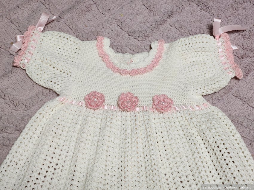 Авторское хлопковое вязанное платье для большой куклы (фото 8)