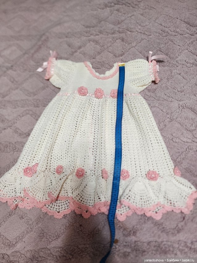 Авторское хлопковое вязанное платье для большой куклы (фото 2)
