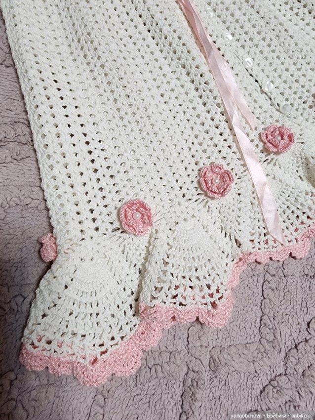 Авторское хлопковое вязанное платье для большой куклы (фото 5)