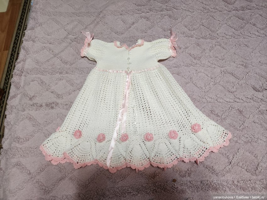 Авторское хлопковое вязанное платье для большой куклы (фото 4)