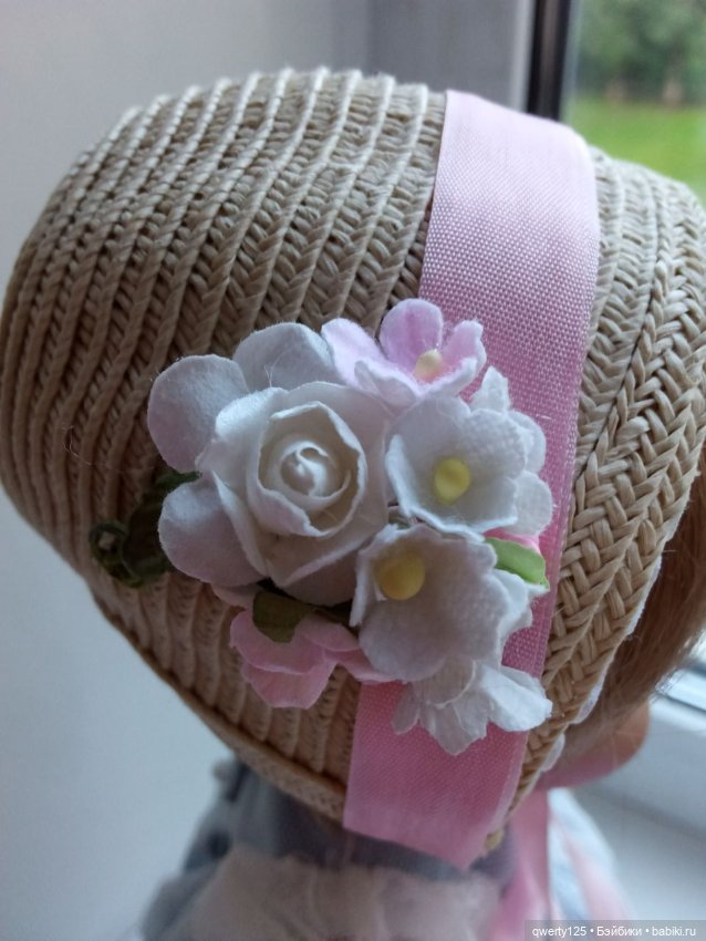 Шляпка-капор из соломки — Одежда для кукол