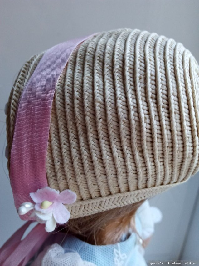 Шляпка-капор из соломки — Одежда для кукол (фото 3)