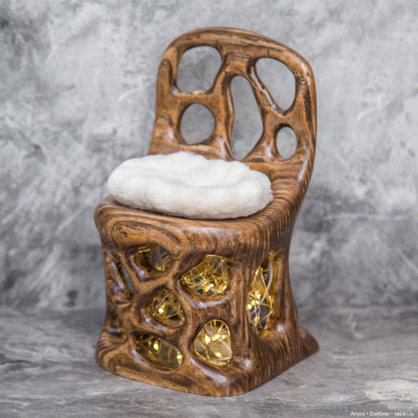 Деревянный стул с подсветкой, резьба (фото 10)