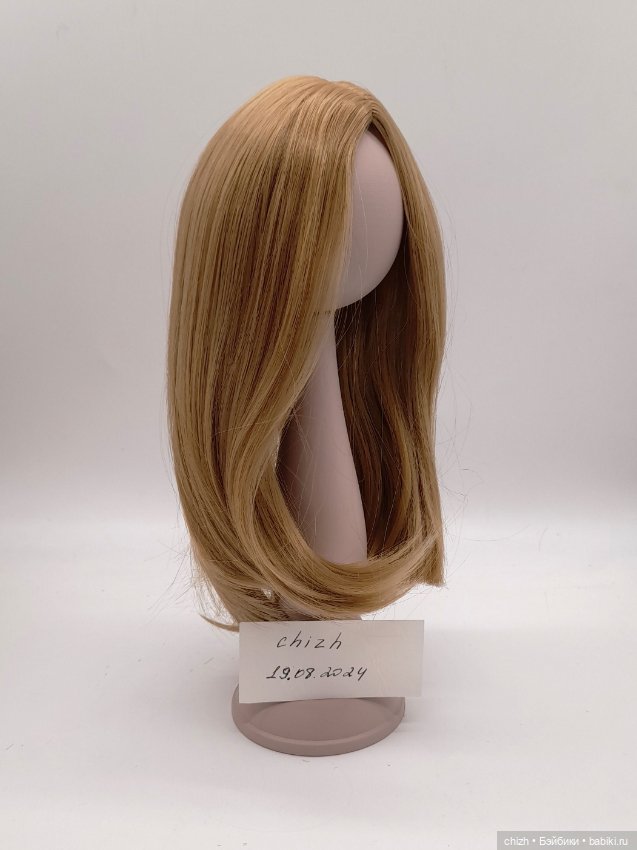 Парик для кукол прямые волосы, обхват волос 27см, цв.пшеничный (24) П-44 (фото 4)