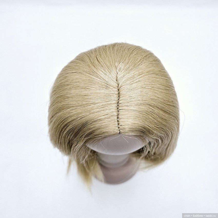 Парик для кукол прямые волосы, обхват волос 27см, цв.блонд пепельный (220) П-44 (фото 5)