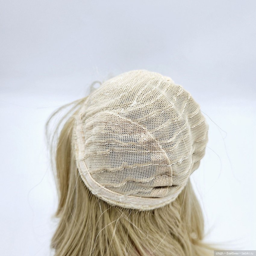 Парик для кукол прямые волосы, обхват волос 27см, цв.блонд пепельный (220) П-44 (фото 4)