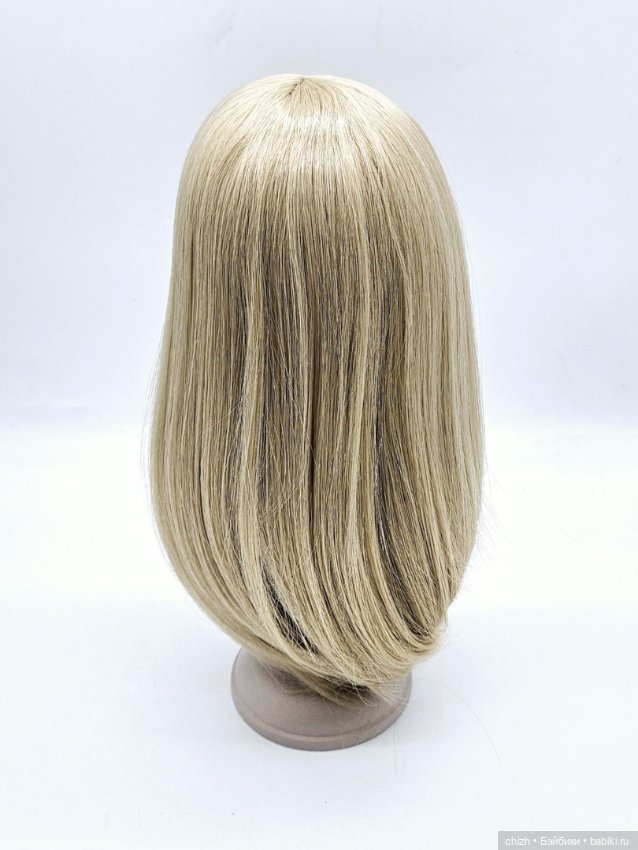 Парик для кукол прямые волосы, обхват волос 27см, цв.блонд пепельный (220) П-44 (фото 3)