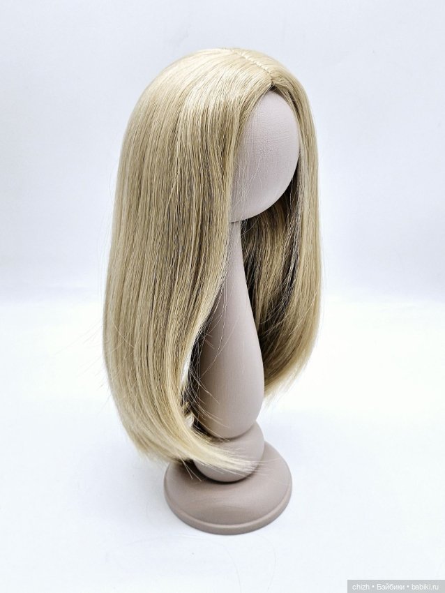Парик для кукол прямые волосы, обхват волос 27см, цв.блонд пепельный (220) П-44 (фото 2)