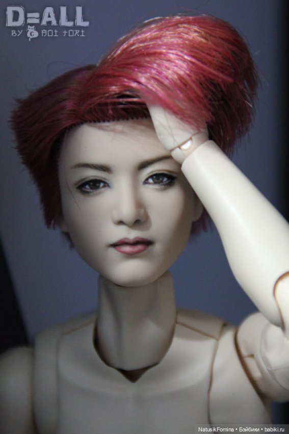 OOAK голова куклы Кен азиат с красными волосами не портретный репейнт на базе Чонгука BTS (фото 2)
