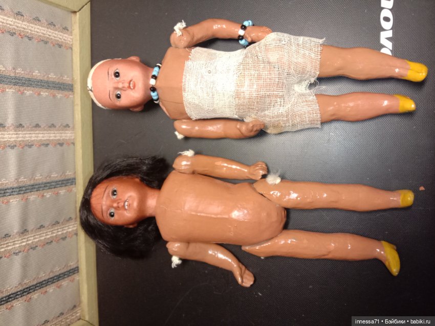 Антикварные куклы-индейцы,пара, продажа только лотом (фото 2)