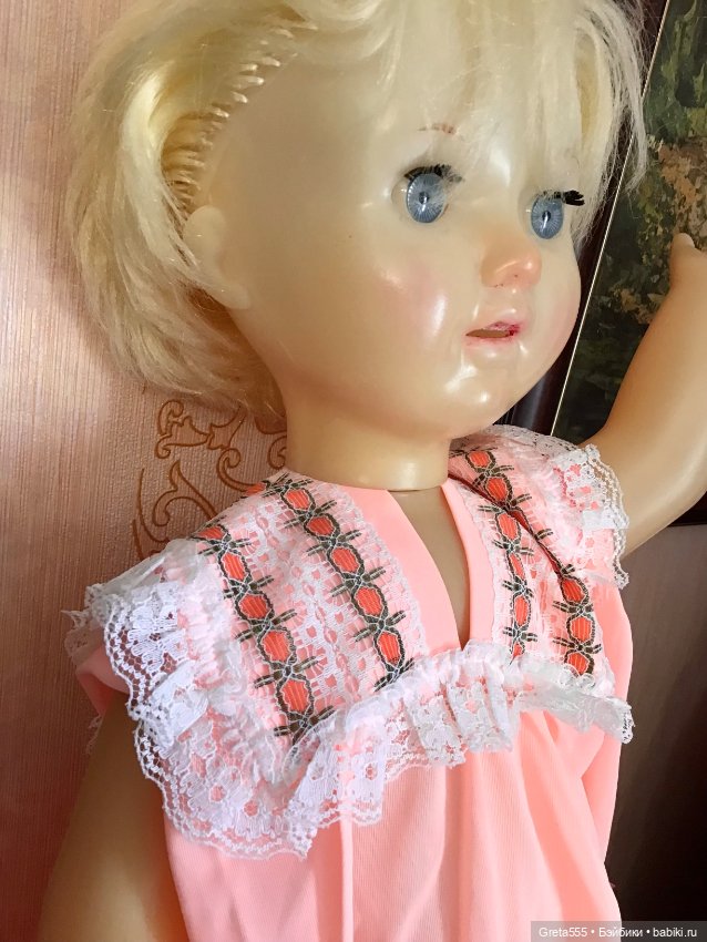 Персиковый нейлон в изделии ,новый , для винтажных кукол (фото 4)
