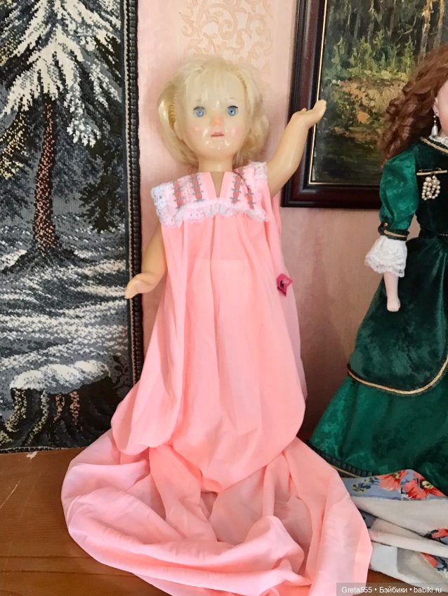 Персиковый нейлон в изделии ,новый , для винтажных кукол (фото 3)