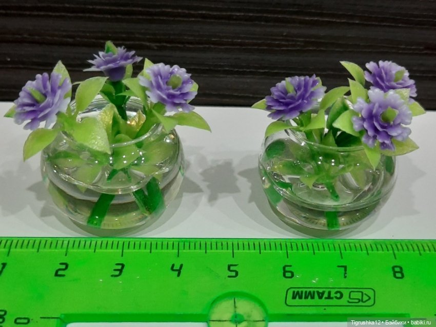 Вазочки с цветами — Миниатюра для кукол (фото 3)