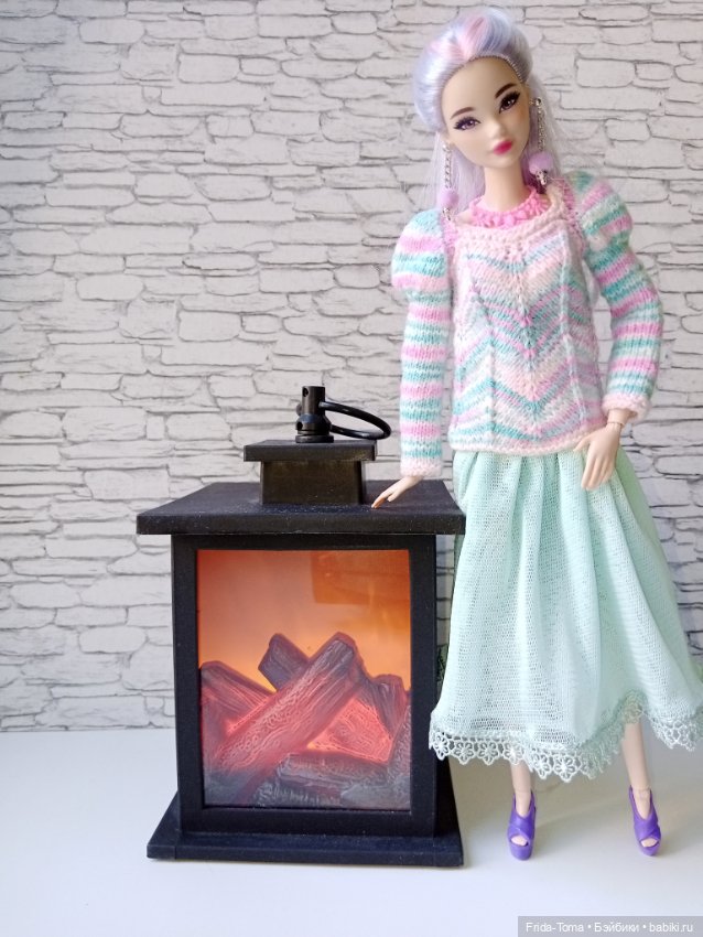 Камин для куклы барби светильник