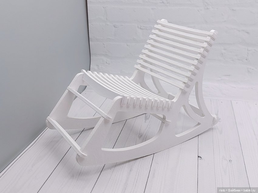 Белое кресло-качалка для кукол формата 1/6 от Fairylight (фото 5)