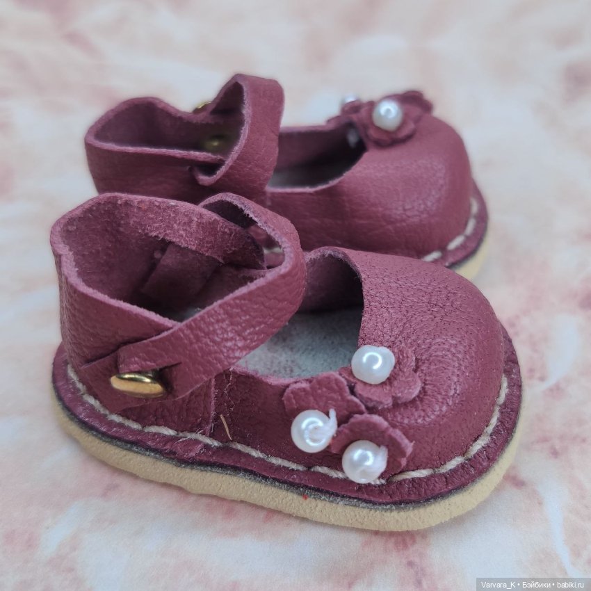 Туфли с ремешком для Paola Reina, бордовые, №6 (фото 4)
