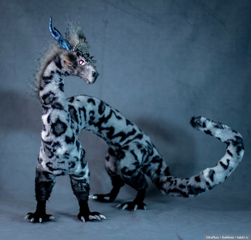 Дракон серый игрушка в смешанной технике (фото 3)