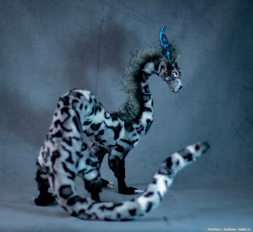 Дракон серый игрушка в смешанной технике (фото 2)