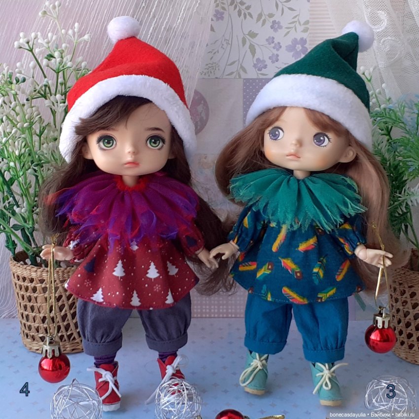 Новогодние комплекты одежды для кукол Монст/ Xiaomi Monst Doll. Рождественский гномик/эльф