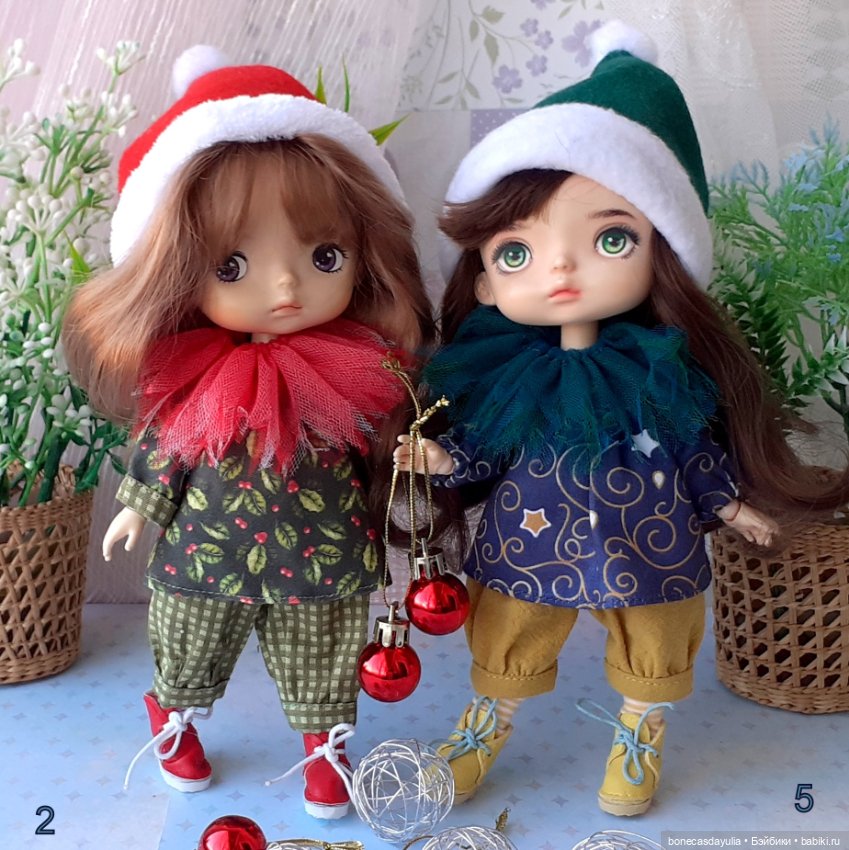 Новогодние комплекты одежды для кукол Монст/ Xiaomi Monst Doll. Рождественский гномик/эльф