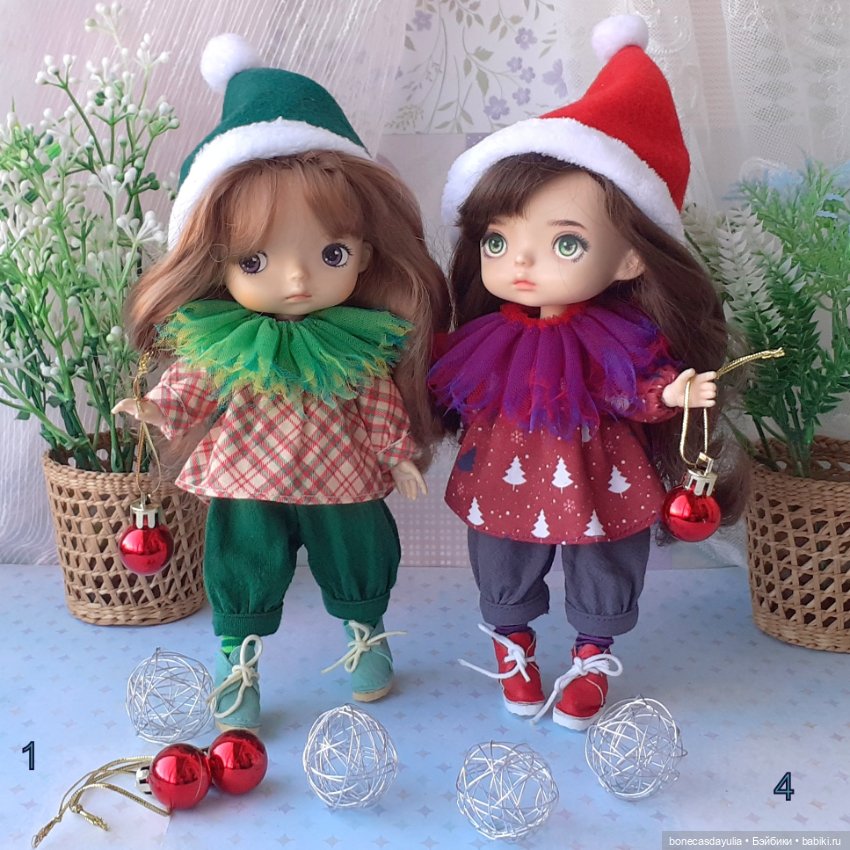 Новогодние комплекты одежды для кукол Монст/ Xiaomi Monst Doll. Рождественский гномик/эльф