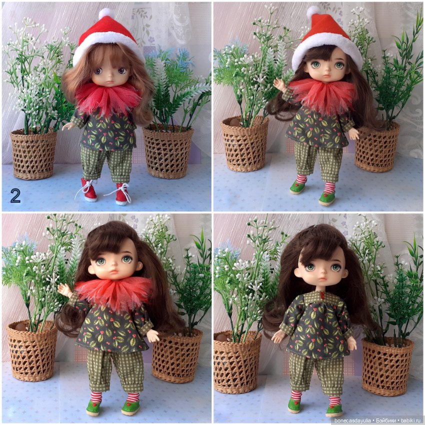 Новогодние комплекты одежды для кукол Монст/ Xiaomi Monst Doll. Рождественский гномик/эльф (фото 5)