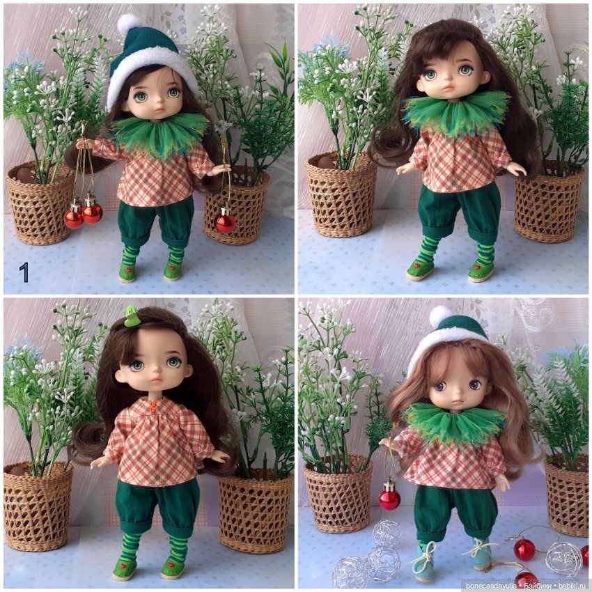 Новогодние комплекты одежды для кукол Монст/ Xiaomi Monst Doll. Рождественский гномик/эльф (фото 3)