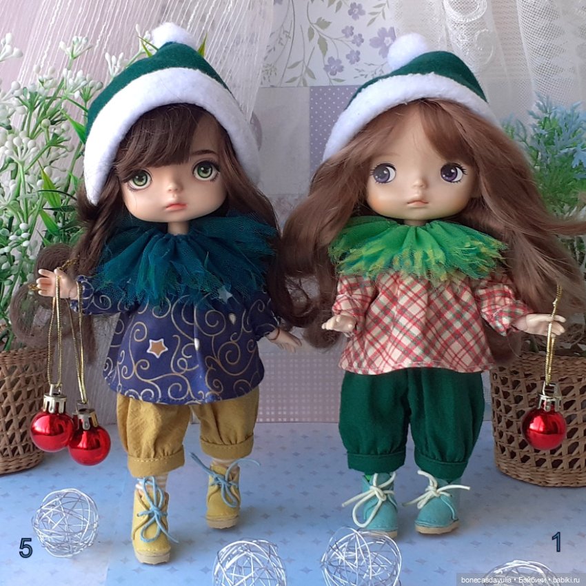 Новогодние комплекты одежды для кукол Монст/ Xiaomi Monst Doll. Рождественский гномик/эльф