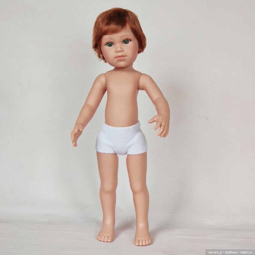 Llorens, большая артикуляционная кукла-мальчик в кедах, рыжие волосы, 42 см