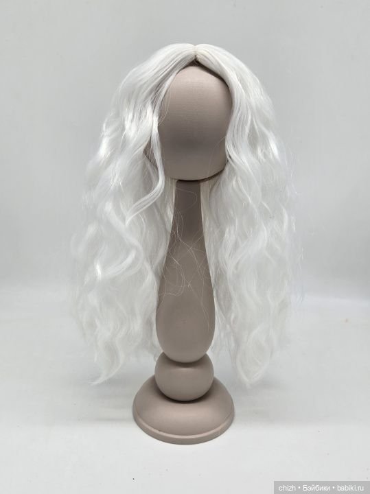 Парик для кукол, волосы волнистые, цв.белый (803), обхват головы 27см П-50