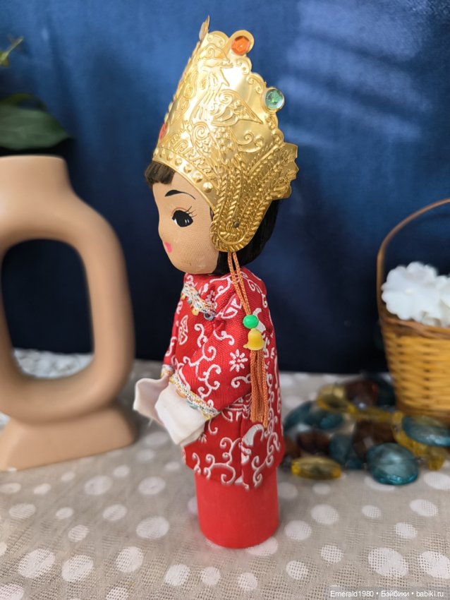 Деревянная кукла Кореянка Винтаж (фото 2)