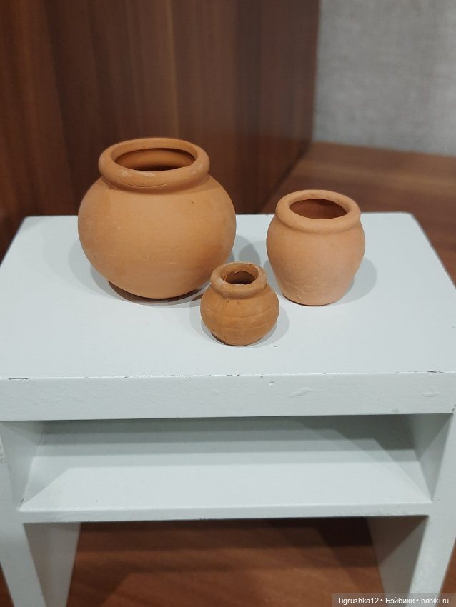 Набор глиняных горшков — Миниатюра для кукол (фото 4)