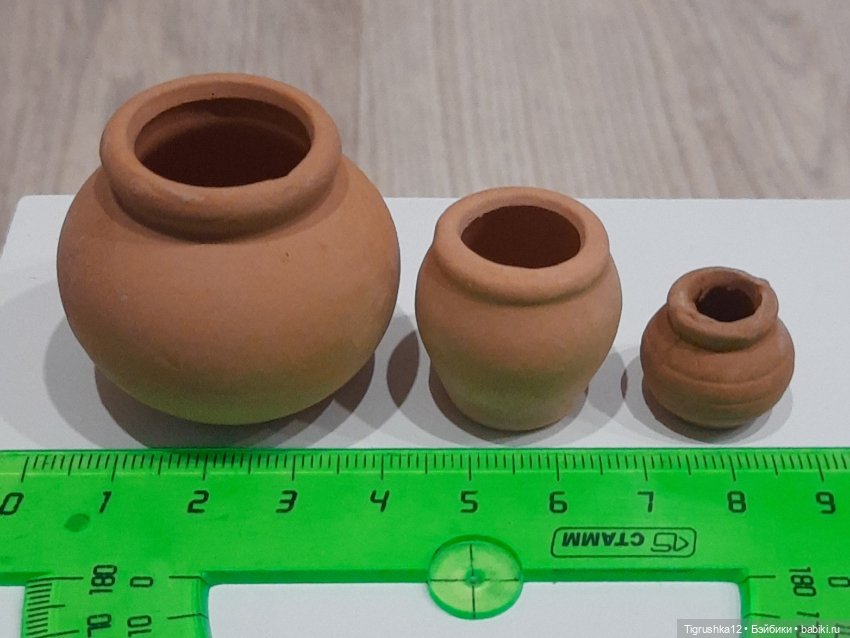 Набор глиняных горшков — Миниатюра для кукол (фото 6)