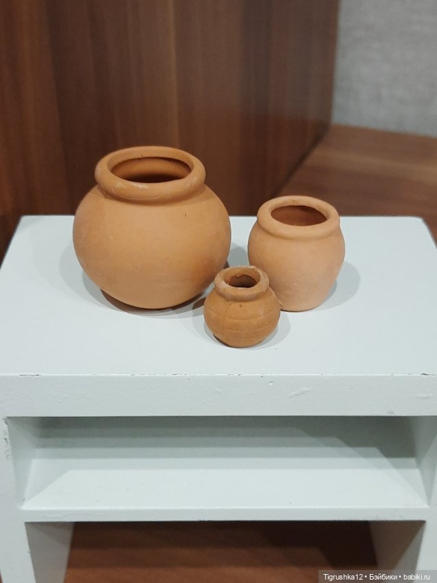 Набор глиняных горшков — Миниатюра для кукол