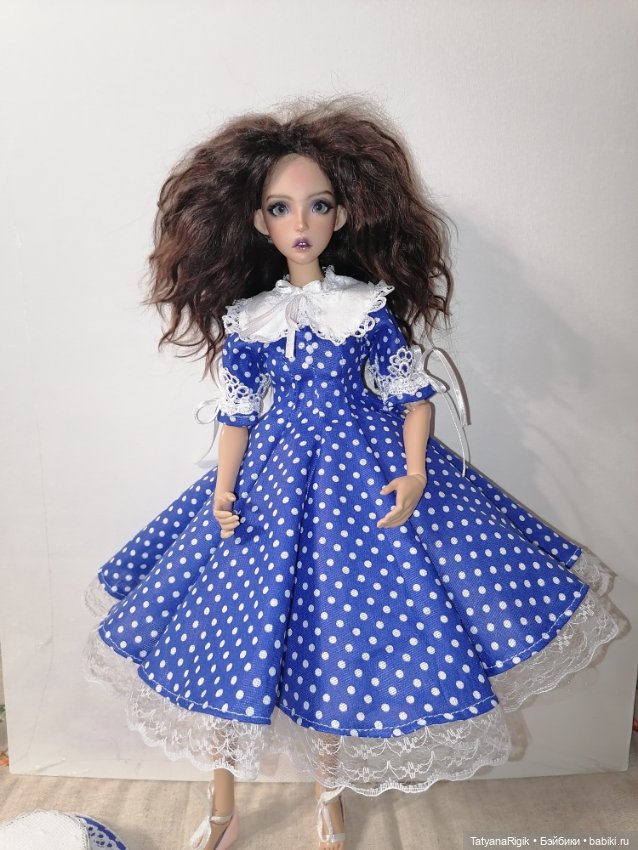 Платье в горошек для куклы параметров минифи (фото 5)