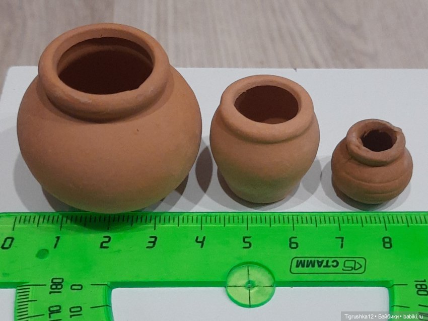 Набор глиняных горшков — Миниатюра для кукол (фото 5)